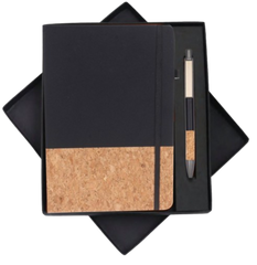 MiRa Gifting Solutions Black & Cork Eco Notebook and Pen Gift Set