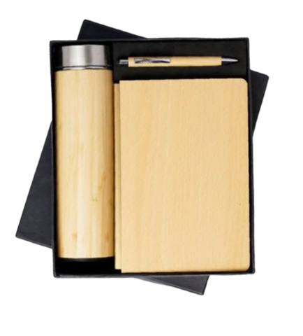MiRa Gifting Solutions Wooden-Finish Gift Set | 3-in-1 Premium Combo with Bottle, Notebook & Pen