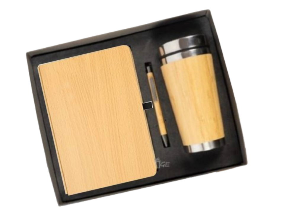 MiRa Gifting Solutions Elegant Coffee Mug Gift Set | Wooden Finish Notebook, Pen & Insulated Mug