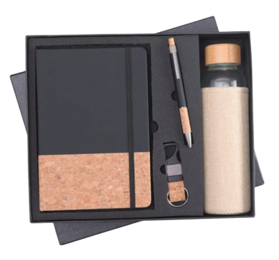 MiRa Gifting Solutions Premium Eco-Friendly Gift Set – Notebook, Pen, Keychain & Glass Bottle