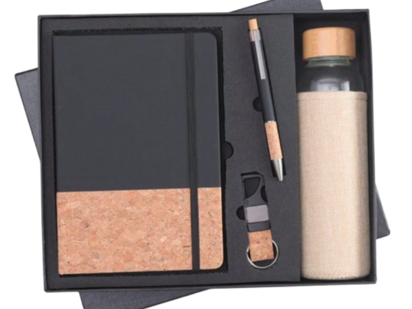 MiRa Gifting Solutions Premium Eco-Friendly Gift Set – Notebook, Pen, Keychain & Glass Bottle