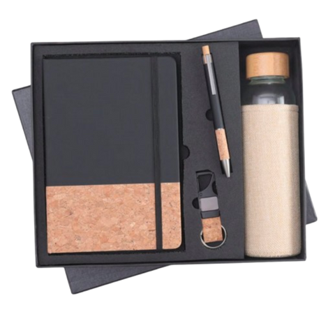 MiRa Gifting Solutions Premium Eco-Friendly Gift Set – Notebook, Pen, Keychain & Glass Bottle