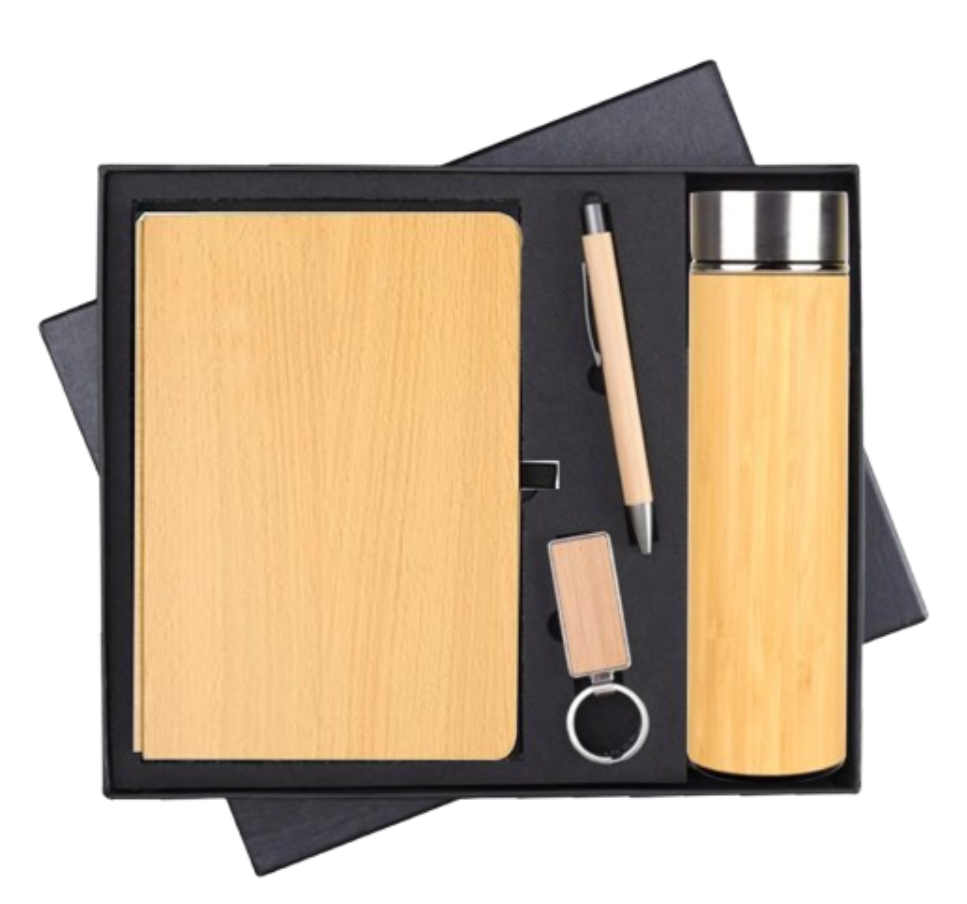 MiRa Gifting Solutions Bamboo Elegance Gift Box | Diary + Bottle + Key Chain + Pen