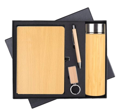 MiRa Gifting Solutions Bamboo Elegance Gift Box | Diary + Bottle + Key Chain + Pen