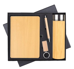 MiRa Gifting Solutions Bamboo Elegance Gift Box | Diary + Bottle + Key Chain + Pen