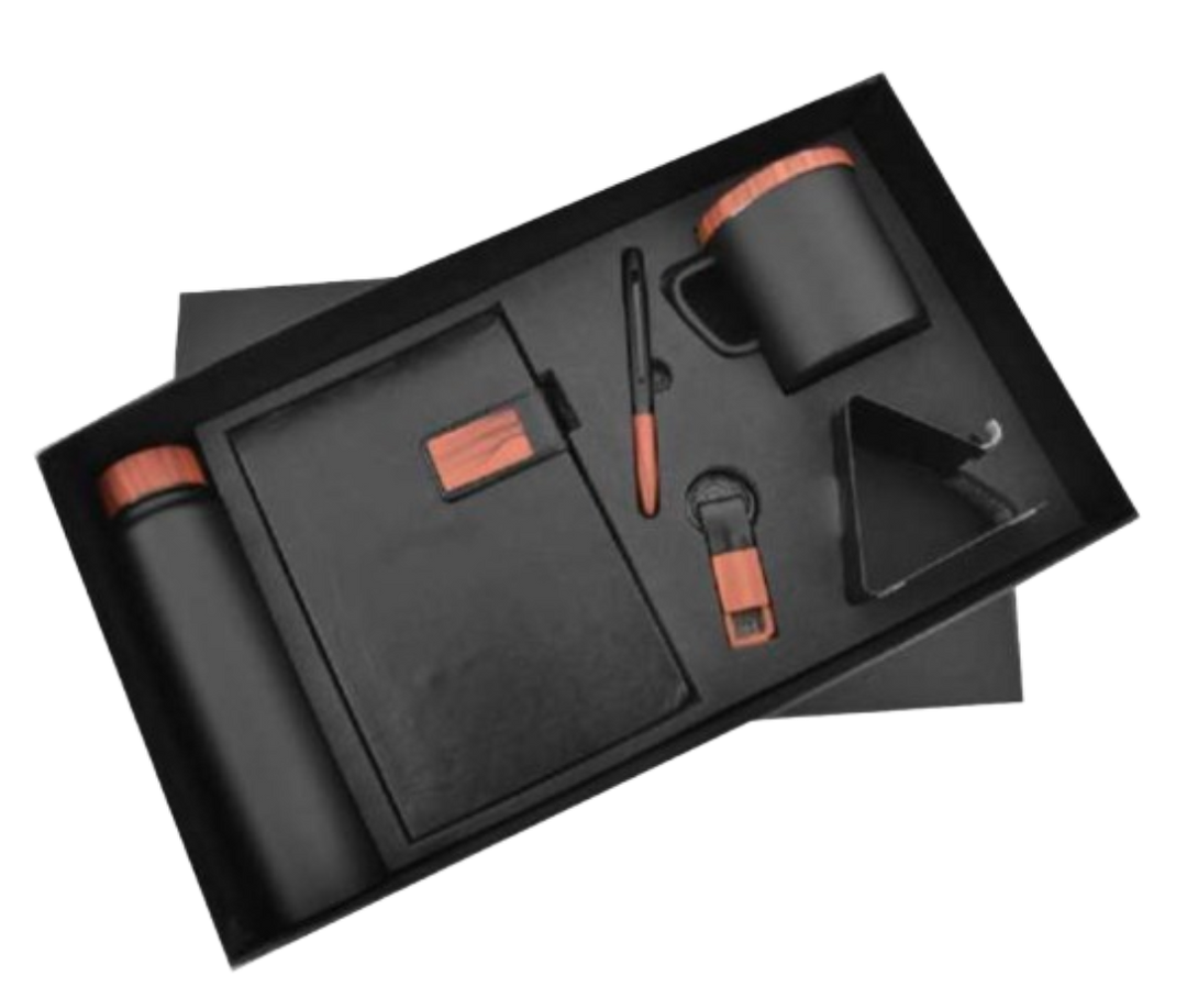 MiRa Gifting Solutions Elegant 6-in-1 Black & Wood Finish Executive Gift Set – Premium Corporate Edition
