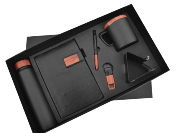 MiRa Gifting Solutions Elegant 6-in-1 Black & Wood Finish Executive Gift Set – Premium Corporate Edition
