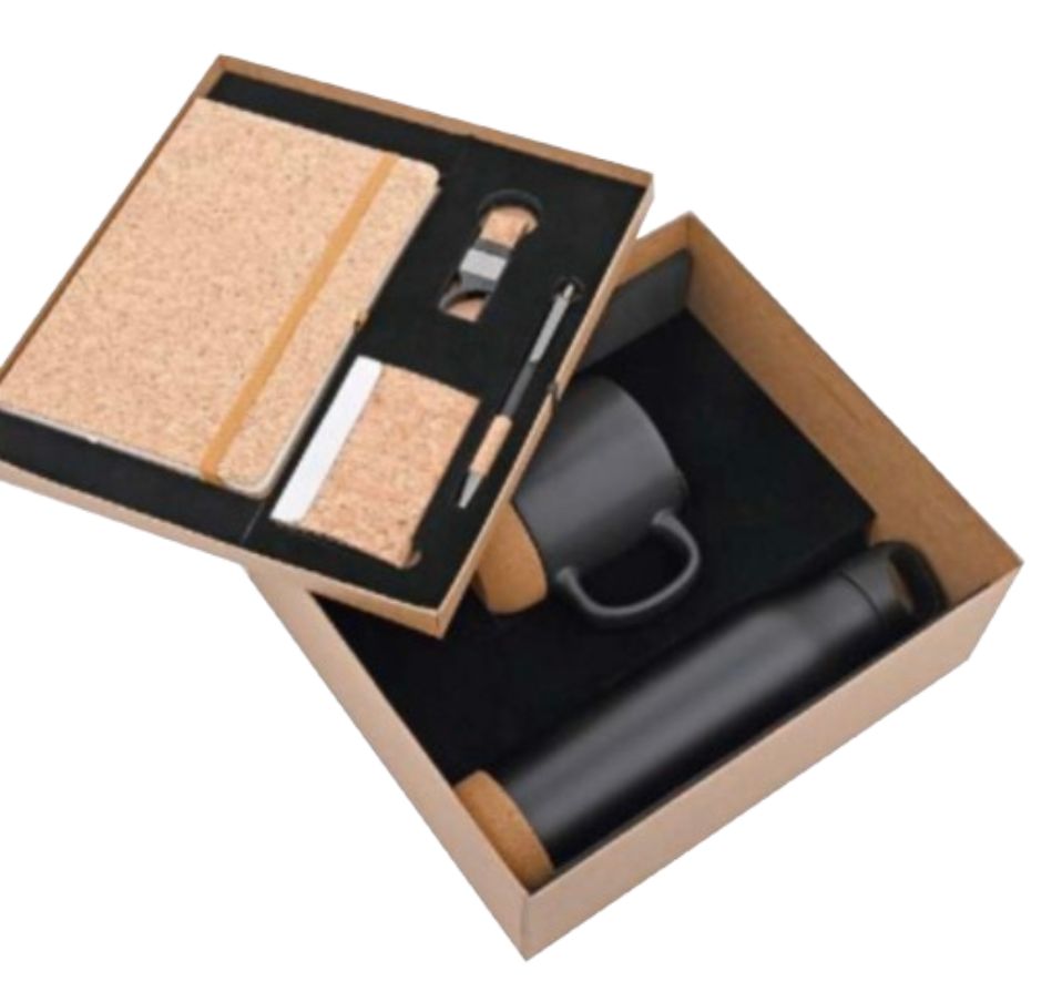 MiRa Gifting Solutions 6-in-1 Cork & Matte Black Premium Gift Set – Sustainable & Stylish Corporate Combo