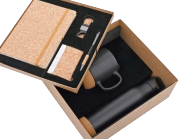 MiRa Gifting Solutions 6-in-1 Cork & Matte Black Premium Gift Set – Sustainable & Stylish Corporate Combo