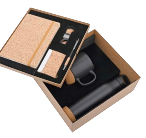 MiRa Gifting Solutions 6-in-1 Cork & Matte Black Premium Gift Set – Sustainable & Stylish Corporate Combo