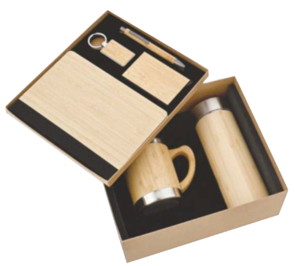 MiRa Gifting Solutions 6-in-1 Natural Bamboo Finish Executive Gift Set – Eco-Friendly Corporate Combo