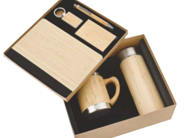 MiRa Gifting Solutions 6-in-1 Natural Bamboo Finish Executive Gift Set – Eco-Friendly Corporate Combo
