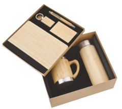 MiRa Gifting Solutions 6-in-1 Natural Bamboo Finish Executive Gift Set – Eco-Friendly Corporate Combo