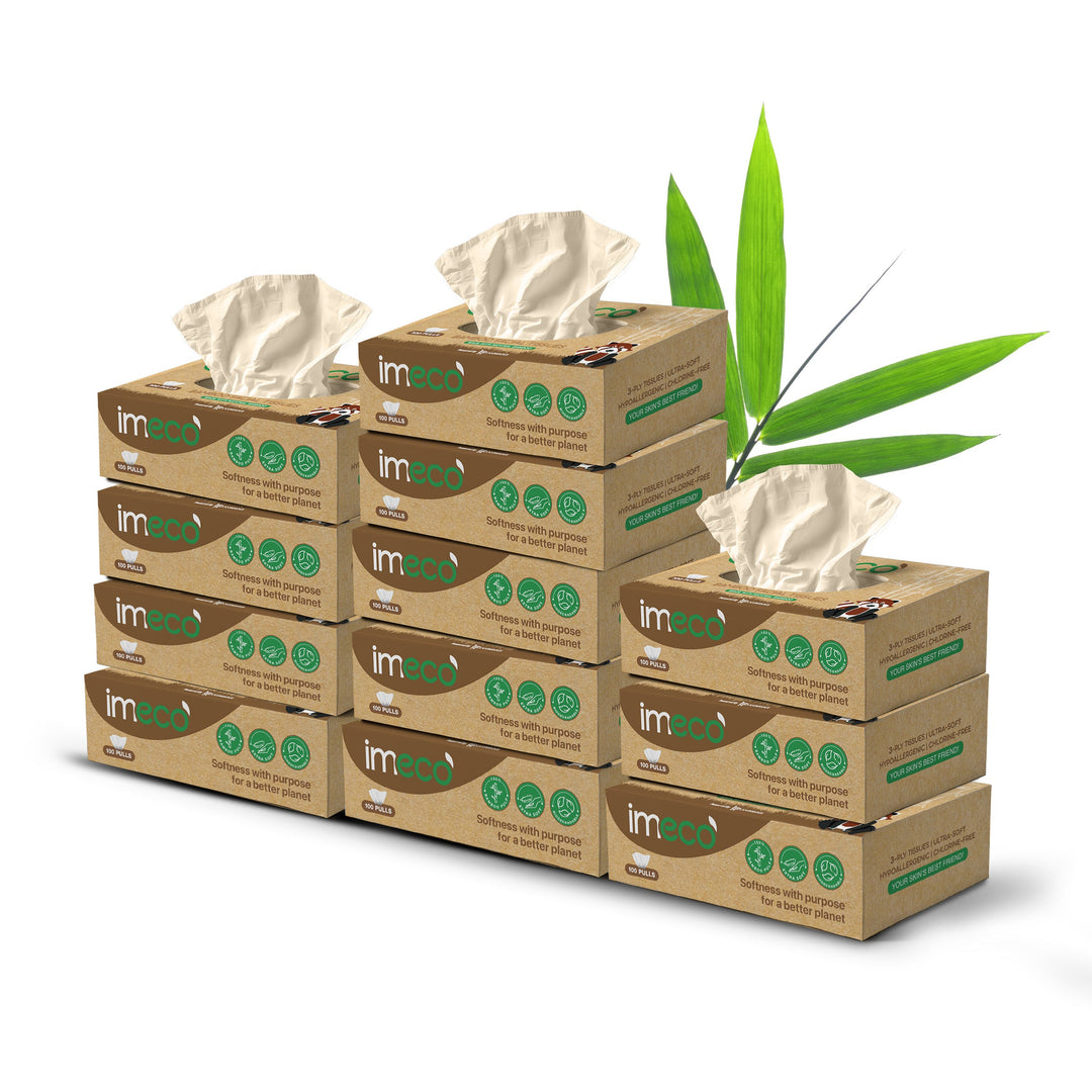 IMECO Bamboo Facial Tissue | Soft & Highly Absorbent | 2-Ply | 100 Pulls