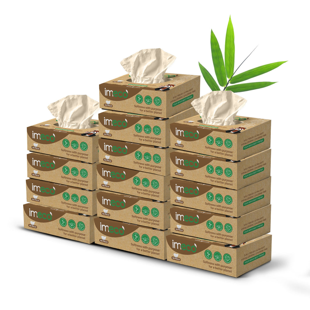 IMECO Bamboo Facial Tissue | Soft & Highly Absorbent | 2-Ply | 100 Pulls