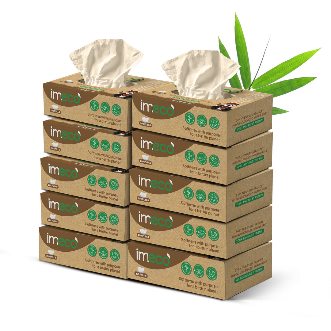 IMECO Bamboo Facial Tissue | Soft & Highly Absorbent | 2-Ply | 200 Pulls