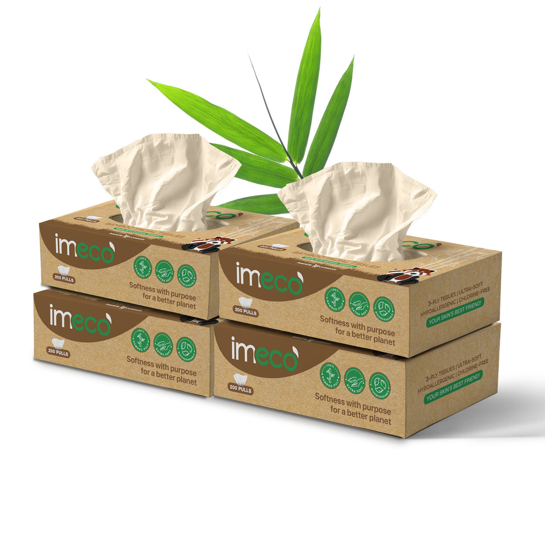 IMECO Bamboo Facial Tissue | Soft & Highly Absorbent | 2-Ply | 200 Pulls