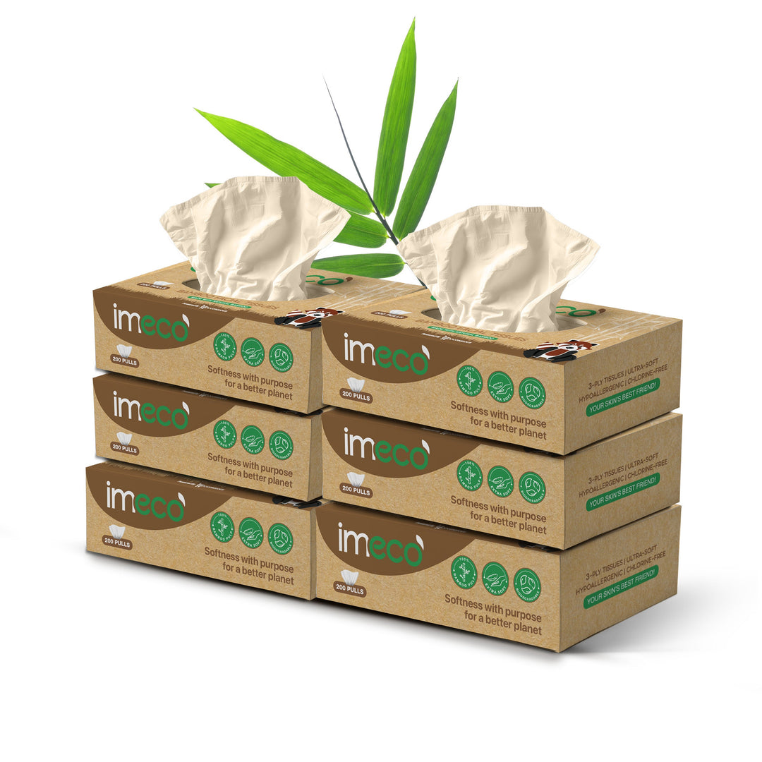 IMECO Bamboo Facial Tissue | Soft & Highly Absorbent | 2-Ply | 200 Pulls