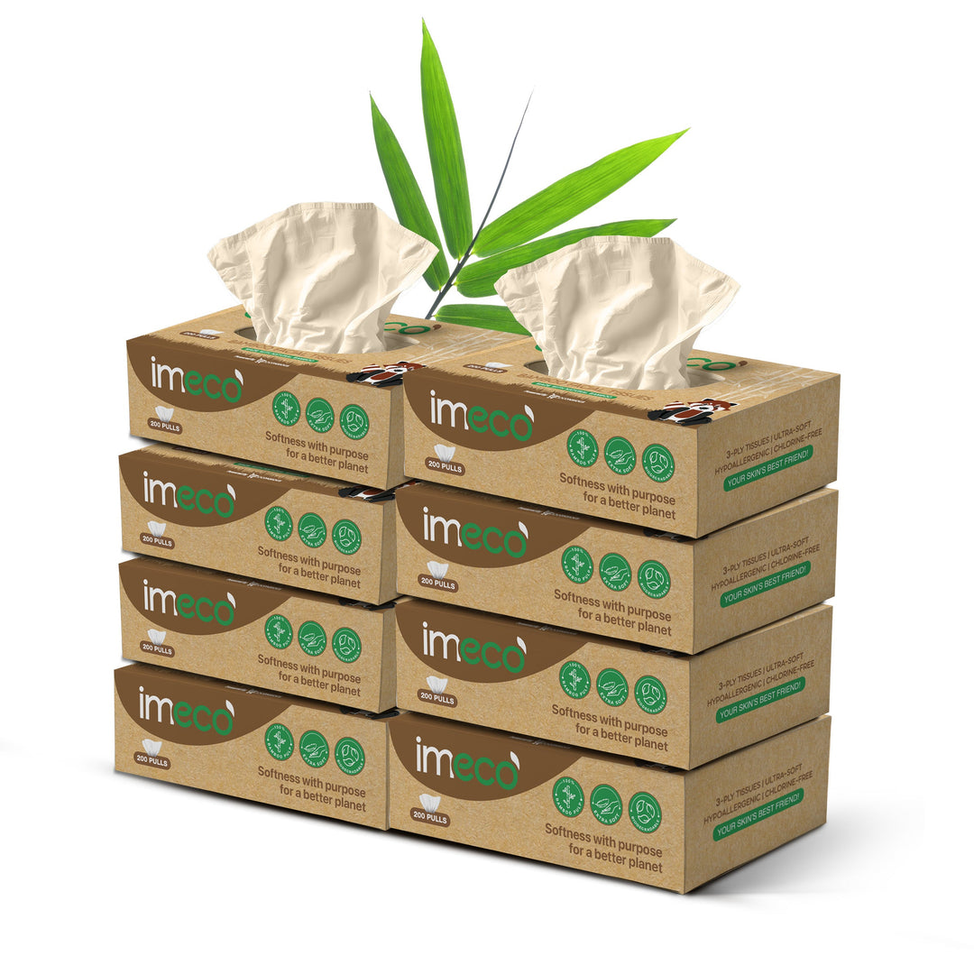 IMECO Bamboo Facial Tissue | Soft & Highly Absorbent | 2-Ply | 200 Pulls