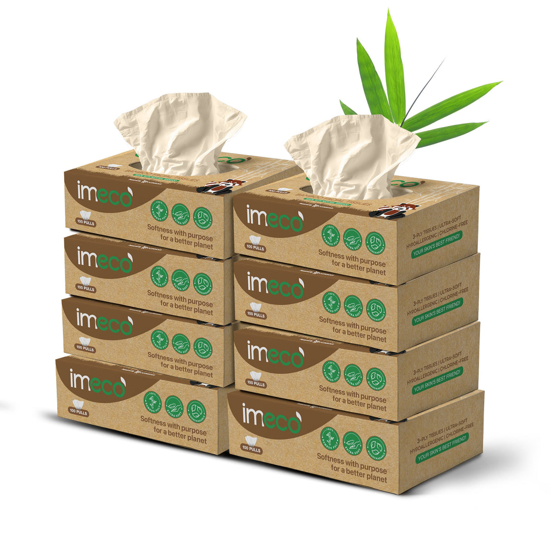 IMECO Bamboo Facial Tissue | Soft & Highly Absorbent | 2-Ply | 100 Pulls