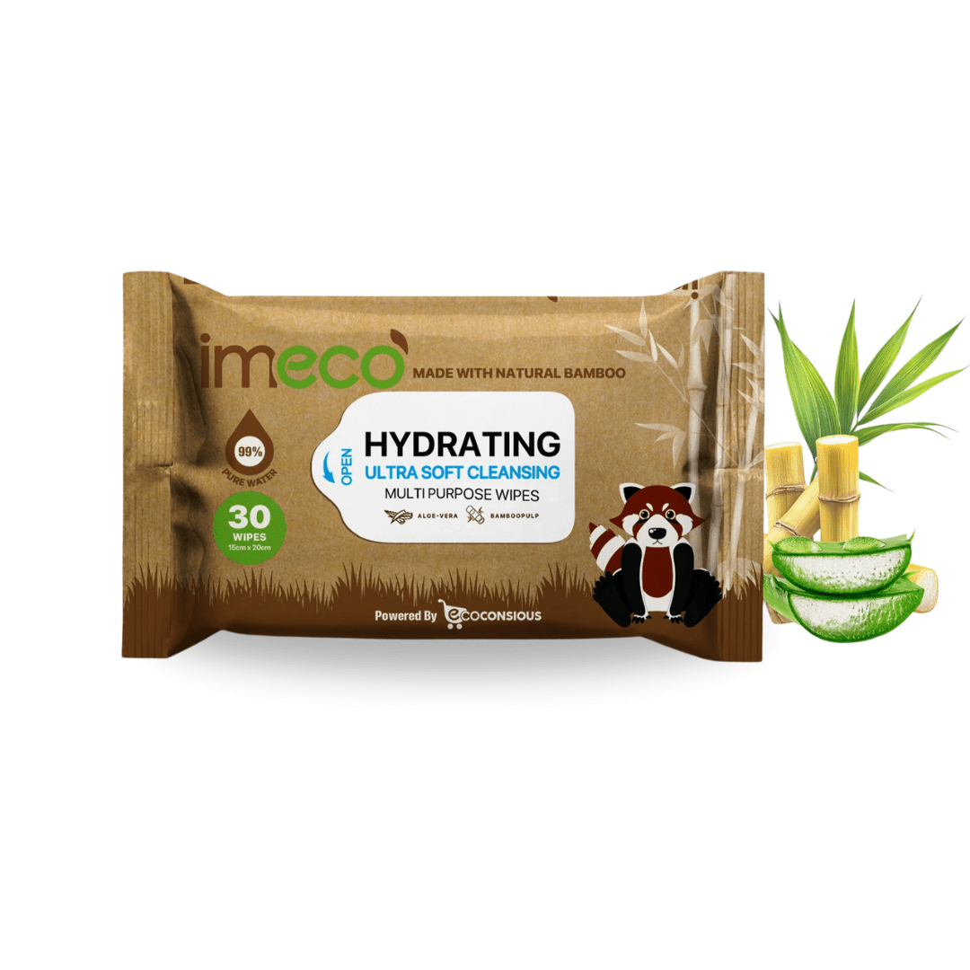 IMECO Bamboo Daily Cleansing Face Wipes with Aloe - Vera | Ulta - Soft Hydrating Wet Wipes | 30 Pulls - Suspire