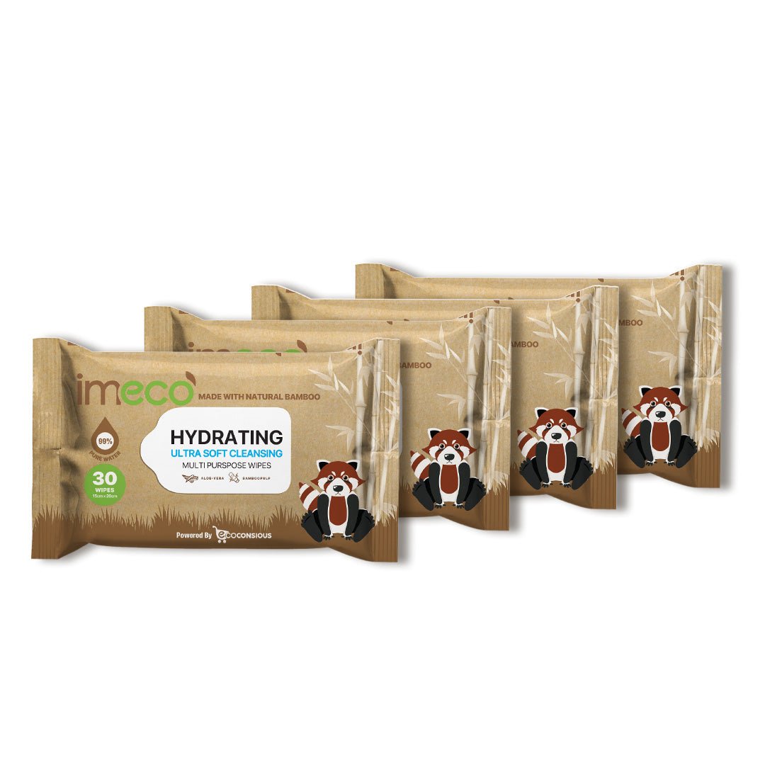IMECO Bamboo Daily Cleansing Face Wipes with Aloe - Vera | Ulta - Soft Hydrating Wet Wipes | 30 Pulls - Suspire