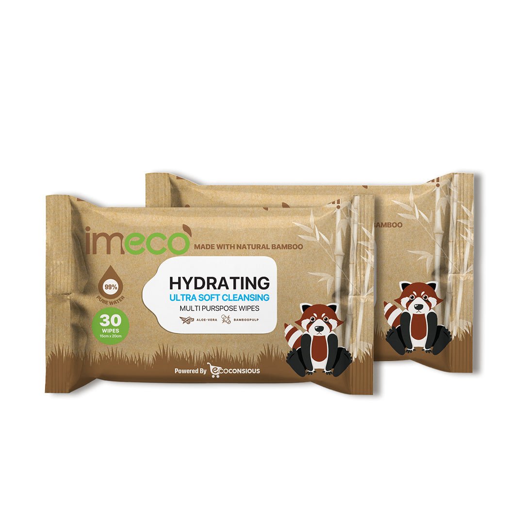 IMECO Bamboo Daily Cleansing Face Wipes with Aloe - Vera | Ulta - Soft Hydrating Wet Wipes | 30 Pulls - Suspire