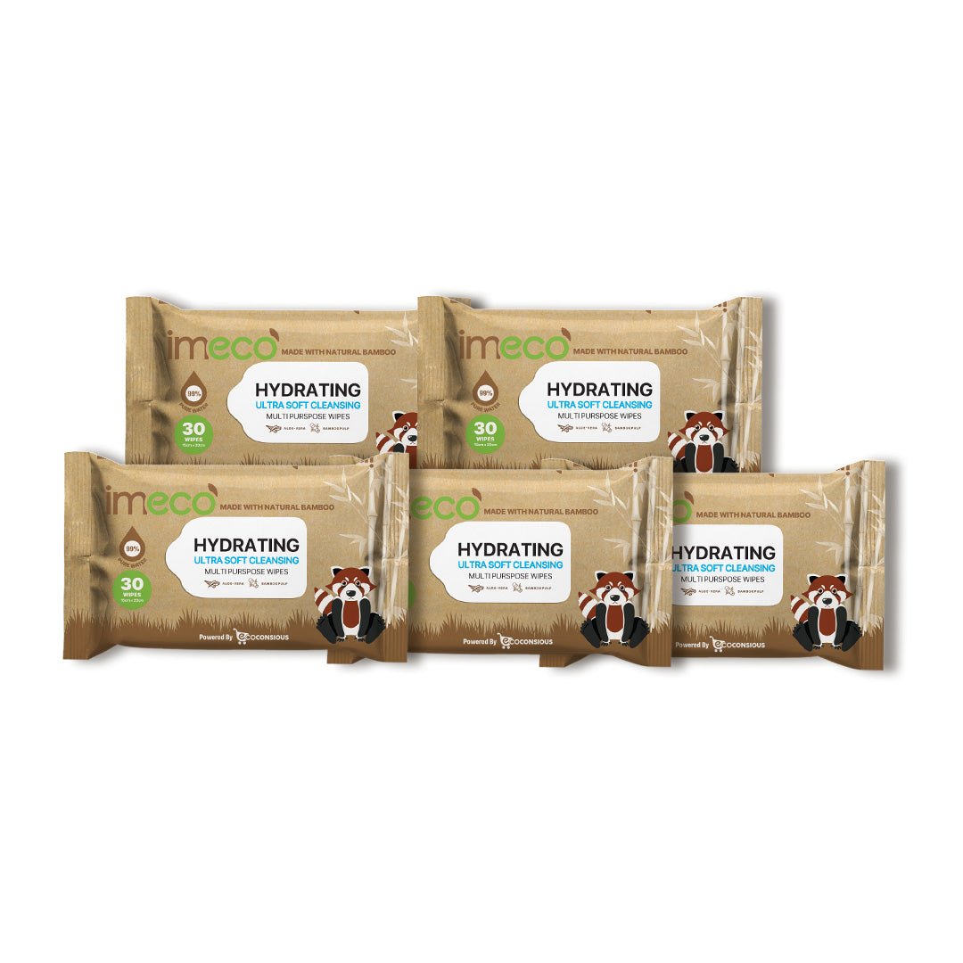 IMECO Bamboo Daily Cleansing Face Wipes with Aloe - Vera | Ulta - Soft Hydrating Wet Wipes | 30 Pulls - Suspire