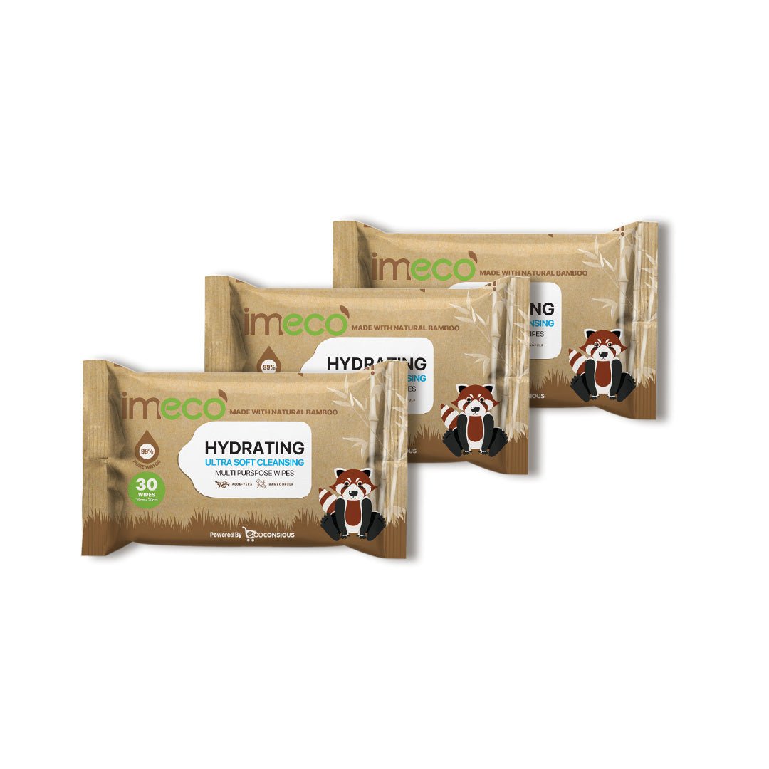 IMECO Bamboo Daily Cleansing Face Wipes with Aloe - Vera | Ulta - Soft Hydrating Wet Wipes | 30 Pulls - Suspire