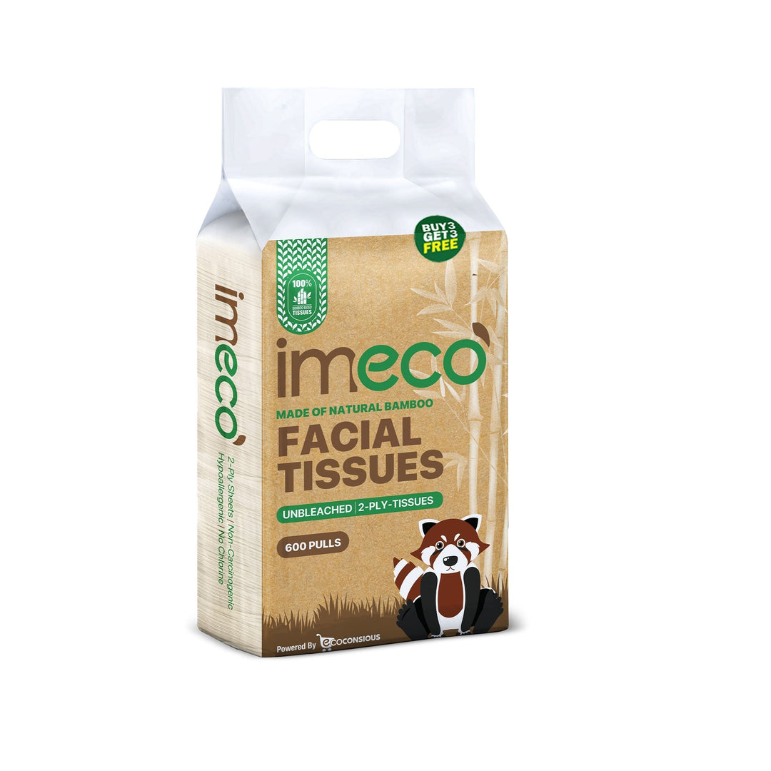 IMECO Bamboo Facial Tissues Papers 100 Pulls Pack | 2 Ply | Ultra - Soft, Biodegradable & Skin Safe | - Suspire