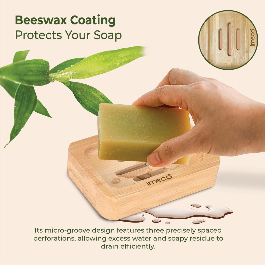 IMECO Bamboo Soap Holder | Eco - Friendly Wooden Soap Tray - Suspire