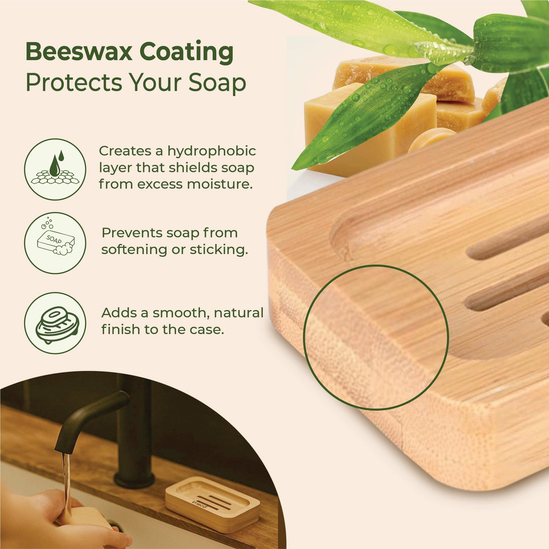 IMECO Bamboo Soap Holder | Eco - Friendly Wooden Soap Tray - Suspire