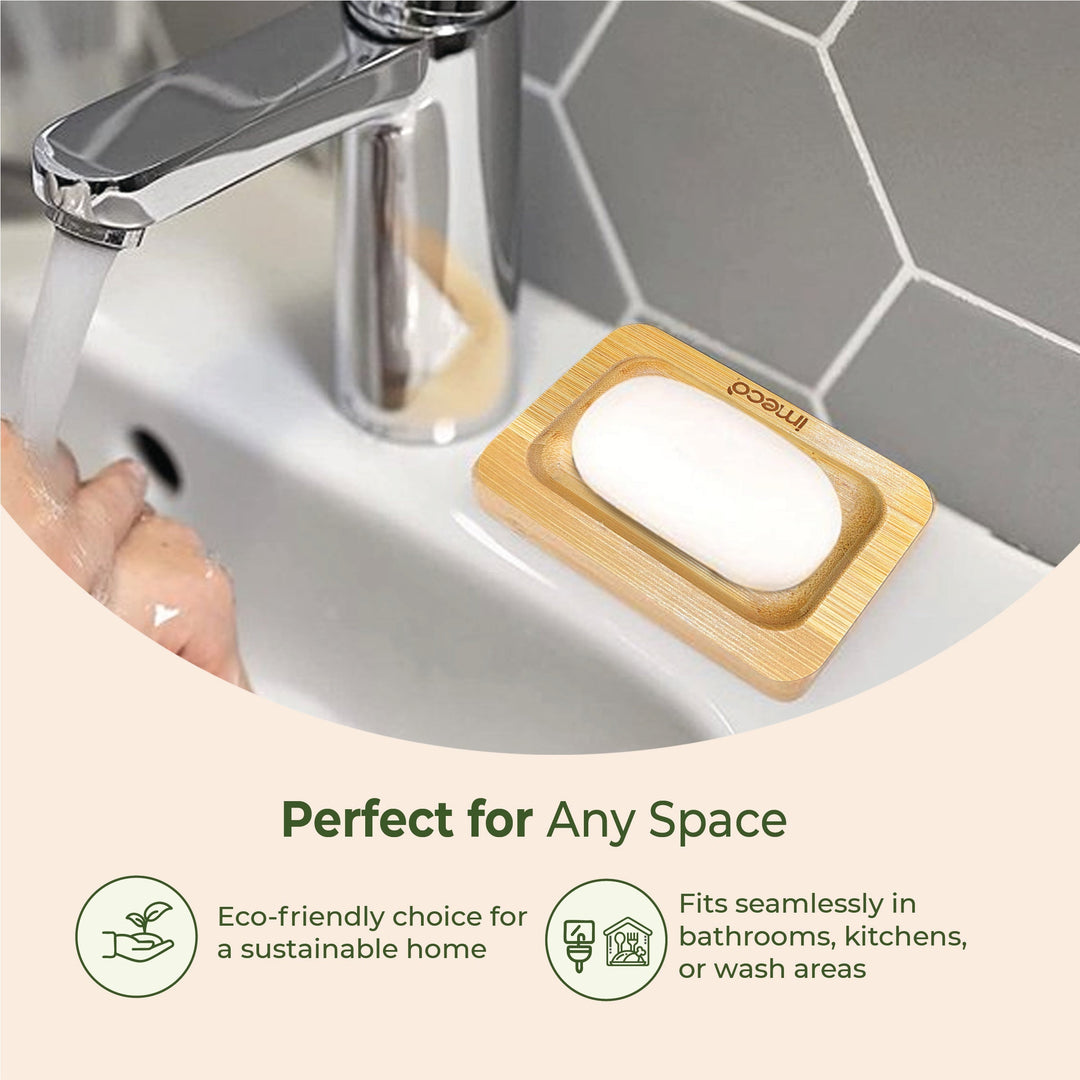 IMECO Bamboo Soap Holder | Eco - Friendly Wooden Soap Tray - Suspire