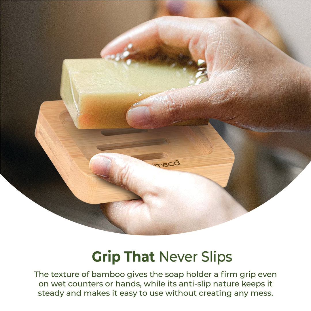 IMECO Bamboo Soap Holder | Eco - Friendly Wooden Soap Tray - Suspire