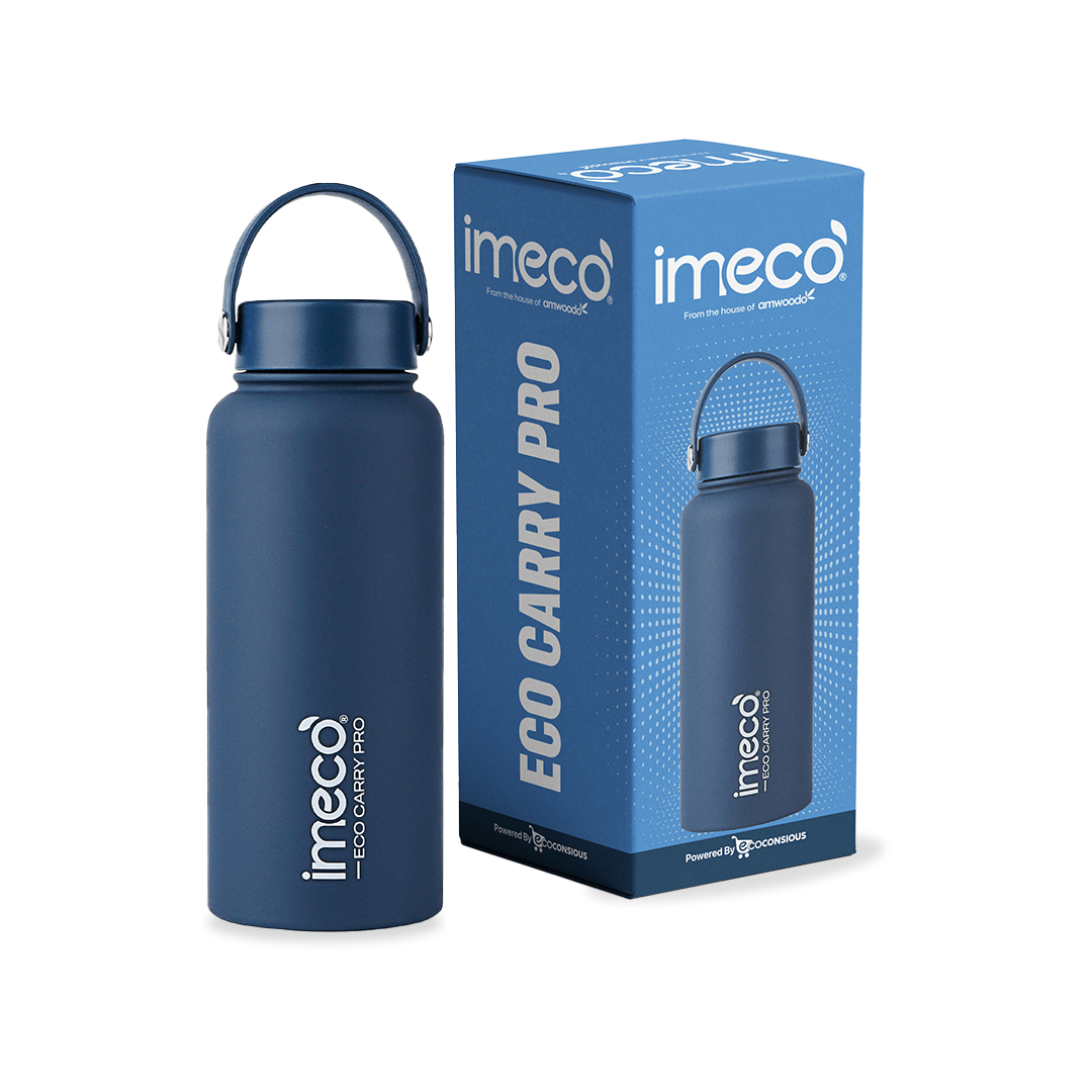 IMECO ECO CARRY PRO Stainless Steel Water Bottle 1L | Matte Finish | BPA - Free, Leak - Proof & Odour - Free | Large Capacity, Lightweight & Durable | Ideal for Gym, School, Office & Travel - Suspire