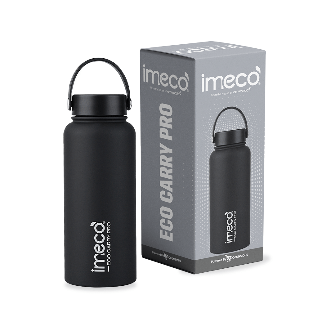 IMECO ECO CARRY PRO Stainless Steel Water Bottle 1L | Matte Finish | BPA - Free, Leak - Proof & Odour - Free | Large Capacity, Lightweight & Durable | Ideal for Gym, School, Office & Travel - Suspire