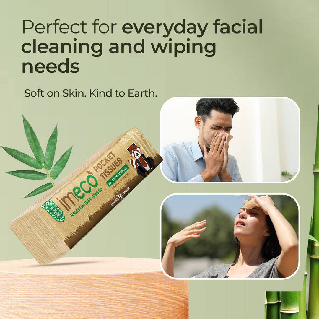IMECO Facial Pocket Tissue 100 Pulls Combo | 10 Pulls Per Pack | Soft, Gentle & Travel - Friendly | For Home, Office & On - the - Go Use - Suspire