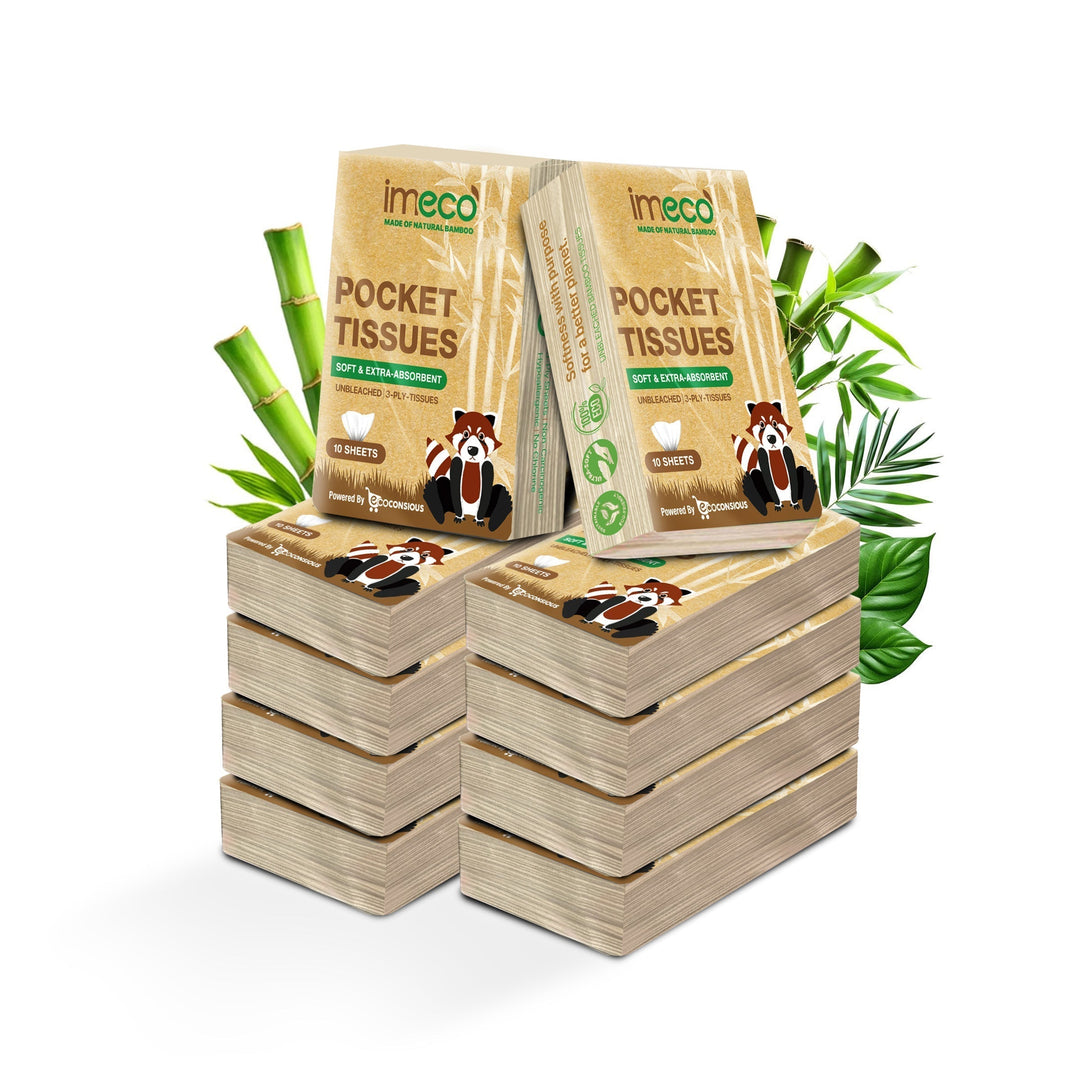 IMECO Facial Pocket Tissue 100 Pulls Combo | 10 Pulls Per Pack | Soft, Gentle & Travel - Friendly | For Home, Office & On - the - Go Use - Suspire