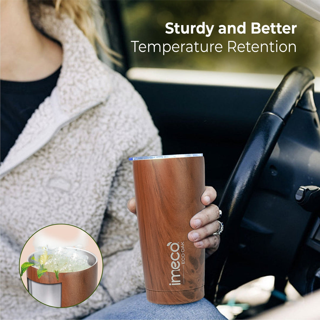IMECO OAK Stainless Steel Tumbler (600 ml) | BPA - Free, Leak - Proof & Travel - Ready | Lightweight, Reusable & Durable | Perfect for Office, School, Gym & Outdoor Use - Suspire