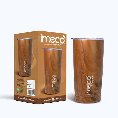 IMECO OAK Stainless Steel Tumbler (600 ml) | BPA-Free, Leak-Proof & Travel-Ready | Lightweight, Reusable & Durable | Perfect for Office, School, Gym & Outdoor Use