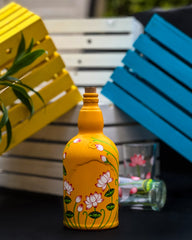 Scrapshala Lotus Pichwai Bottle | Washable with cork stopper | Hand-painted | Multipurpose