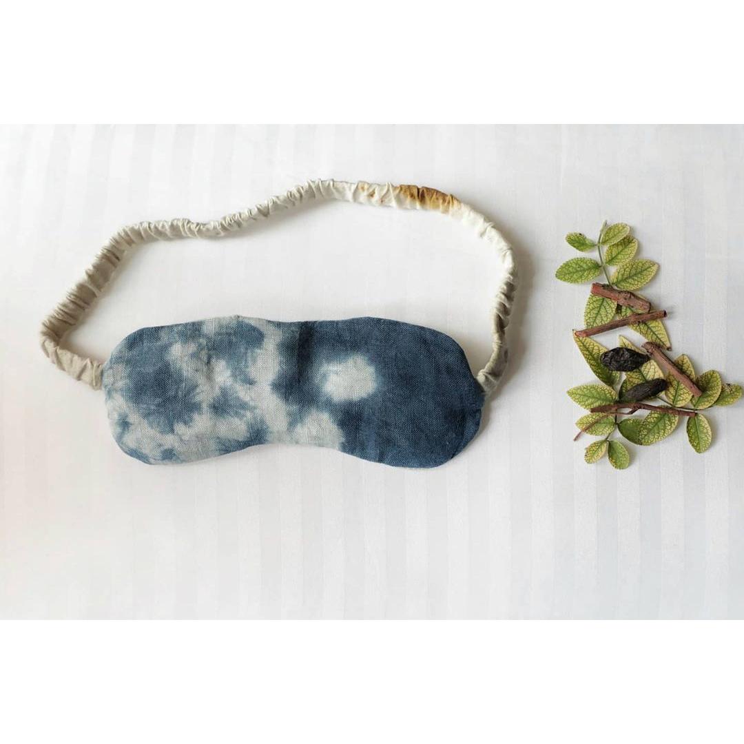 Bageeya Handwoven Organic Cotton Eco-Printed Eye Mask | Crafted with Sacred Temple Flowers and Ayurvedic Herbs