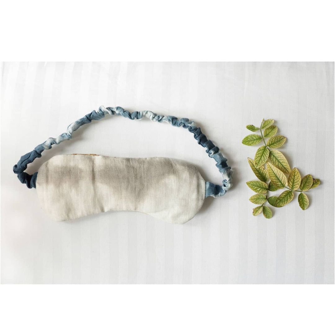 Bageeya Handwoven Organic Cotton Eco-Printed Eye Mask | Crafted with Sacred Temple Flowers and Ayurvedic Herbs