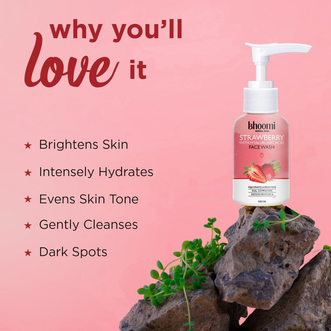 Bhoomi Herbal India STRWABERRY WITH HYALURONIC ACID FACE WASH