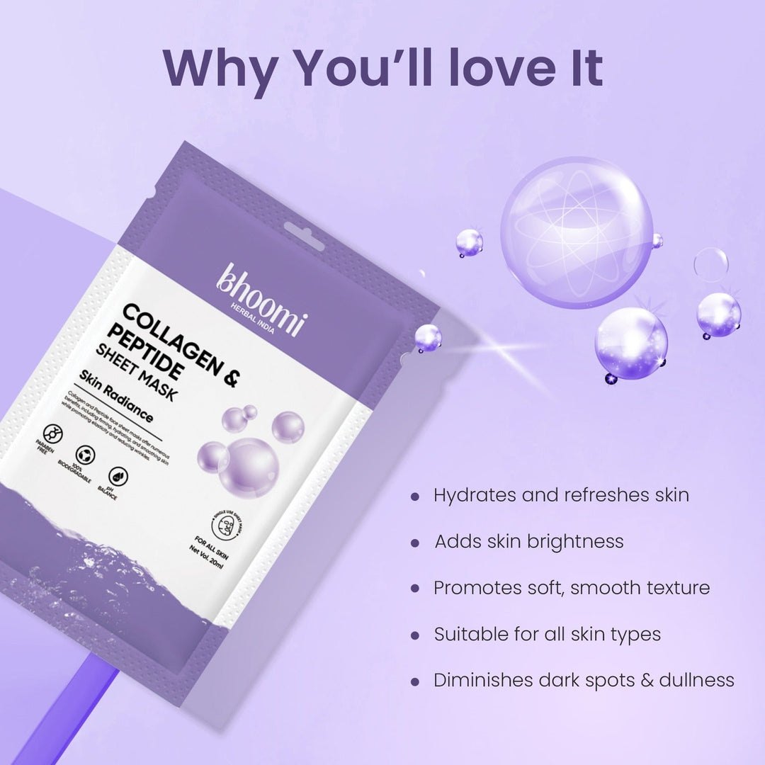 Bhoomi Herbal India COLLAGEN & PEPTIDE FACE SHEET MASK