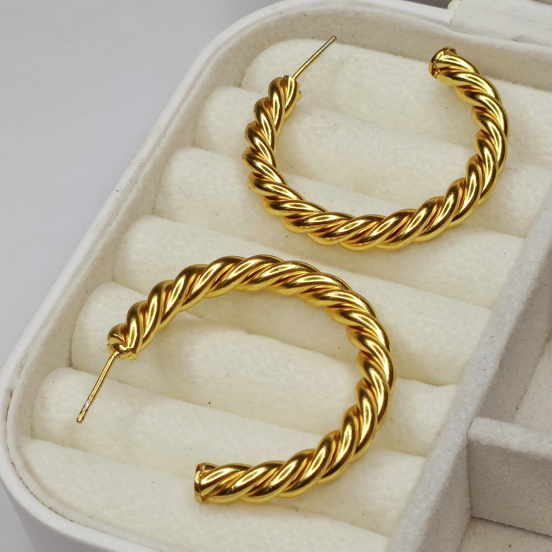 Nine Designs Gold Plated Twisted Hoops 06