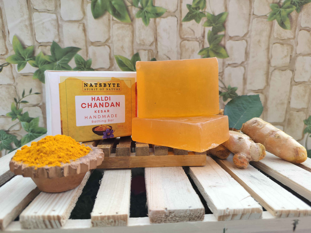 Natsbyte Handmade Haldi Chandan Soap | Turmeric & Sandalwood | 120 g