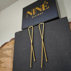 Nine Designs Gold Plated Cross Earrings  02