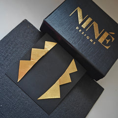 Nine Designs Gold Sawtooth Earrings
