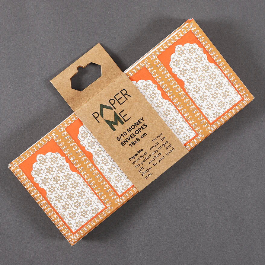 Jharokha Orange Money Envelope - 10 pc